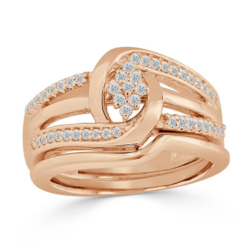 Auriya Contemporary Round 1/4ct TDW Diamond Engagement Ring Set 14k Gold