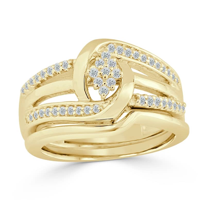 Auriya Contemporary Round 1/4ct TDW Diamond Engagement Ring Set 14k Gold