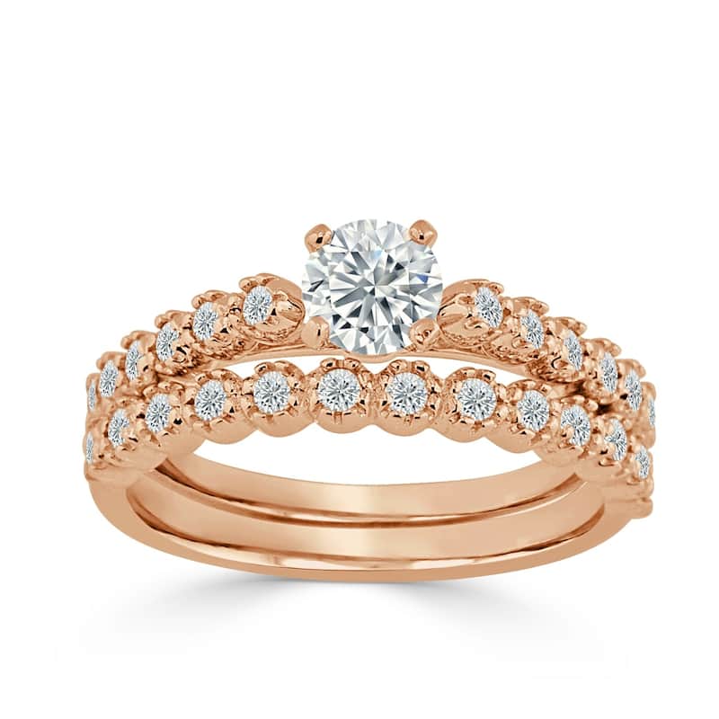 Auriya Round 3/4ct TDW Diamond Engagement Ring Set 14k Gold