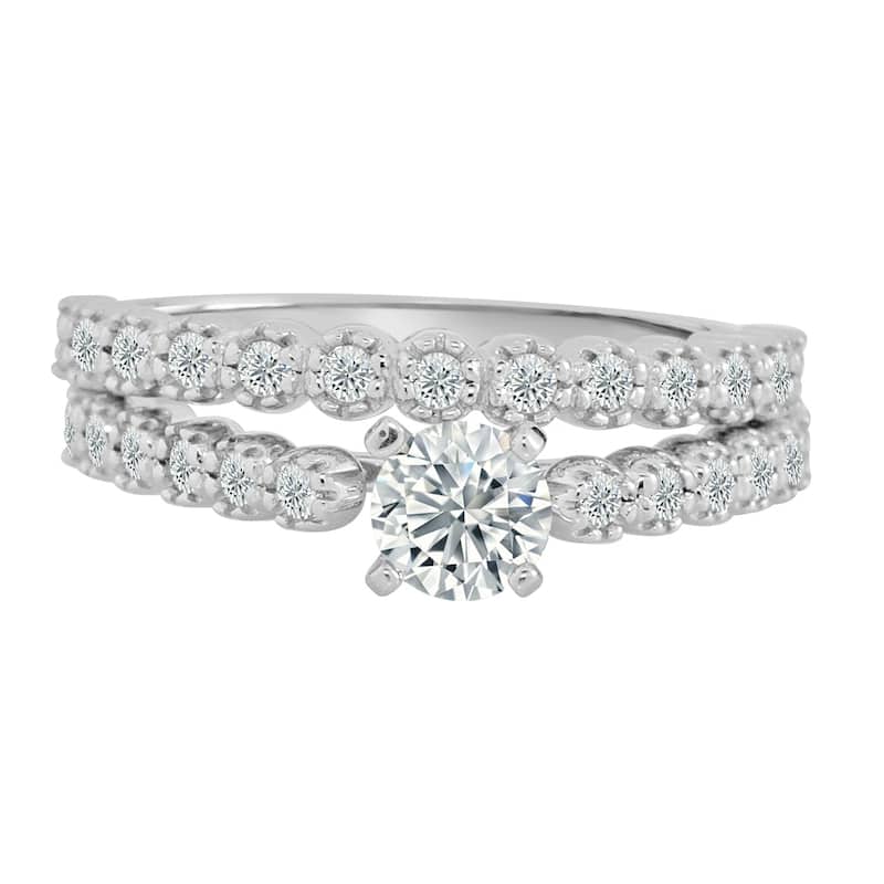 Auriya Round 3/4ct TDW Diamond Engagement Ring Set 14k Gold