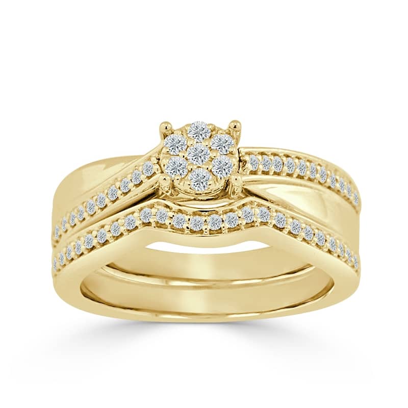 Auriya Round 1/3ct TDW Diamond Engagement Ring Set 14k Gold