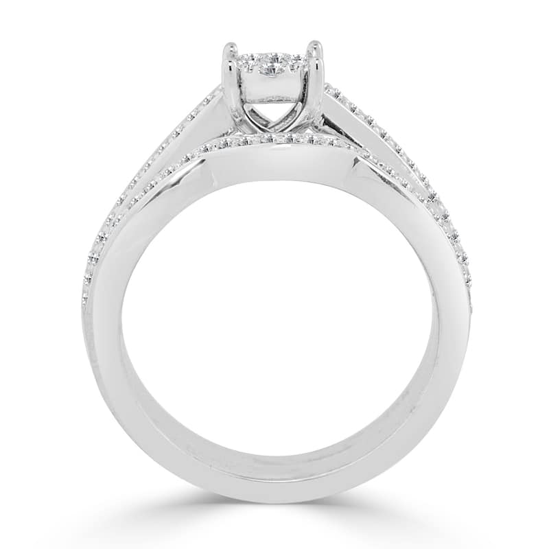 Auriya Round 1/3ct TDW Diamond Engagement Ring Set 14k Gold
