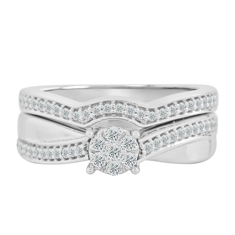 Auriya Round 1/3ct TDW Diamond Engagement Ring Set 14k Gold