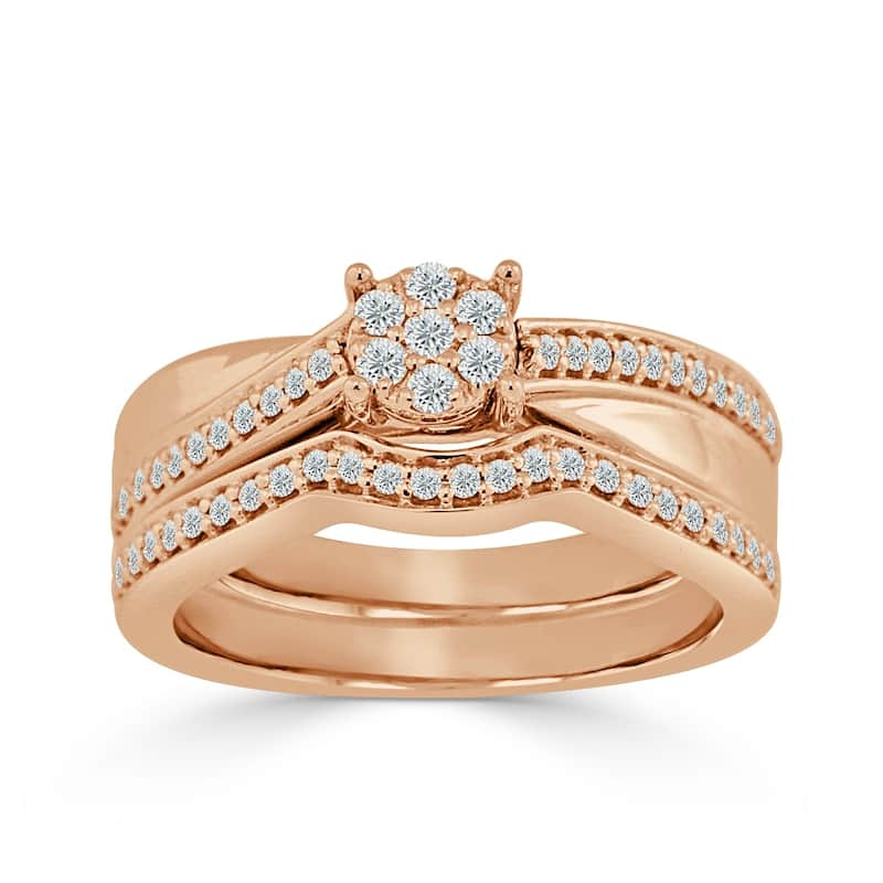 Auriya Round 1/3ct TDW Diamond Engagement Ring Set 14k Gold