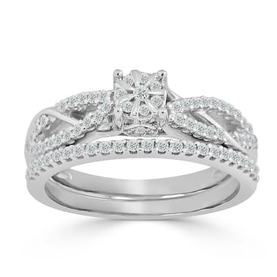 Auriya Infinity Inspired Round Diamond Engagement Ring Set 5/8ct TDW 14k Gold