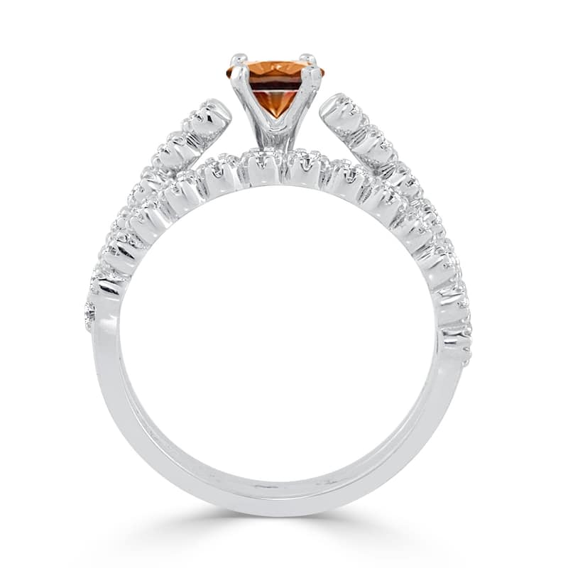 Auriya Round 3/4ct TDW Brown Diamond Engagement Ring Set 14k Gold