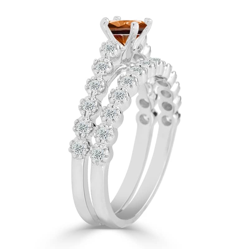 Auriya Round 3/4ct TDW Brown Diamond Engagement Ring Set 14k Gold