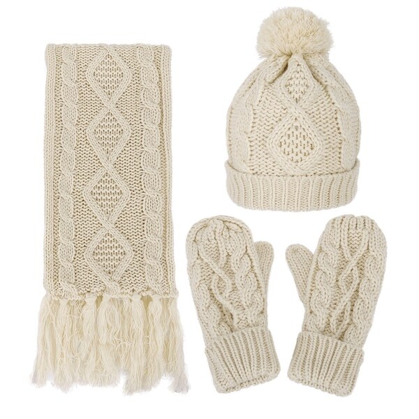 women's cable knit bobble hat