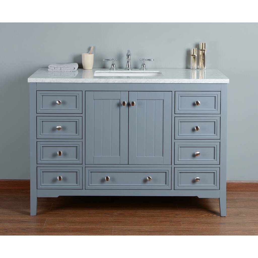 Stufurhome New Yorker 48 Inches Grey Single Sink Bathroom Vanity