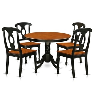 HLKE5-BMK-W HLKE5-W 5 Pc set with a Dinette Table and 4 Leather Kitchen Chairs (Cherry Finish)