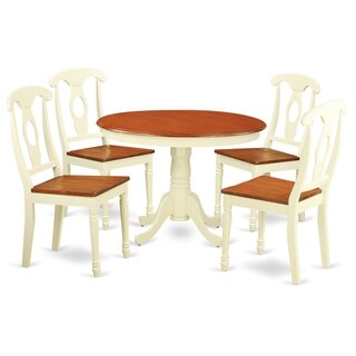 HLKE5-BMK-W HLKE5-W 5 Pc set with a Dinette Table and 4 Leather Kitchen Chairs (White)