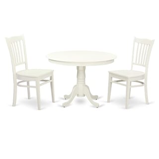 HLGR5-LWH-W HLGR-LWH-W  3  Pc set with a Round Table and 2 Wood Dinette Chairs (3-Piece Sets - 2)
