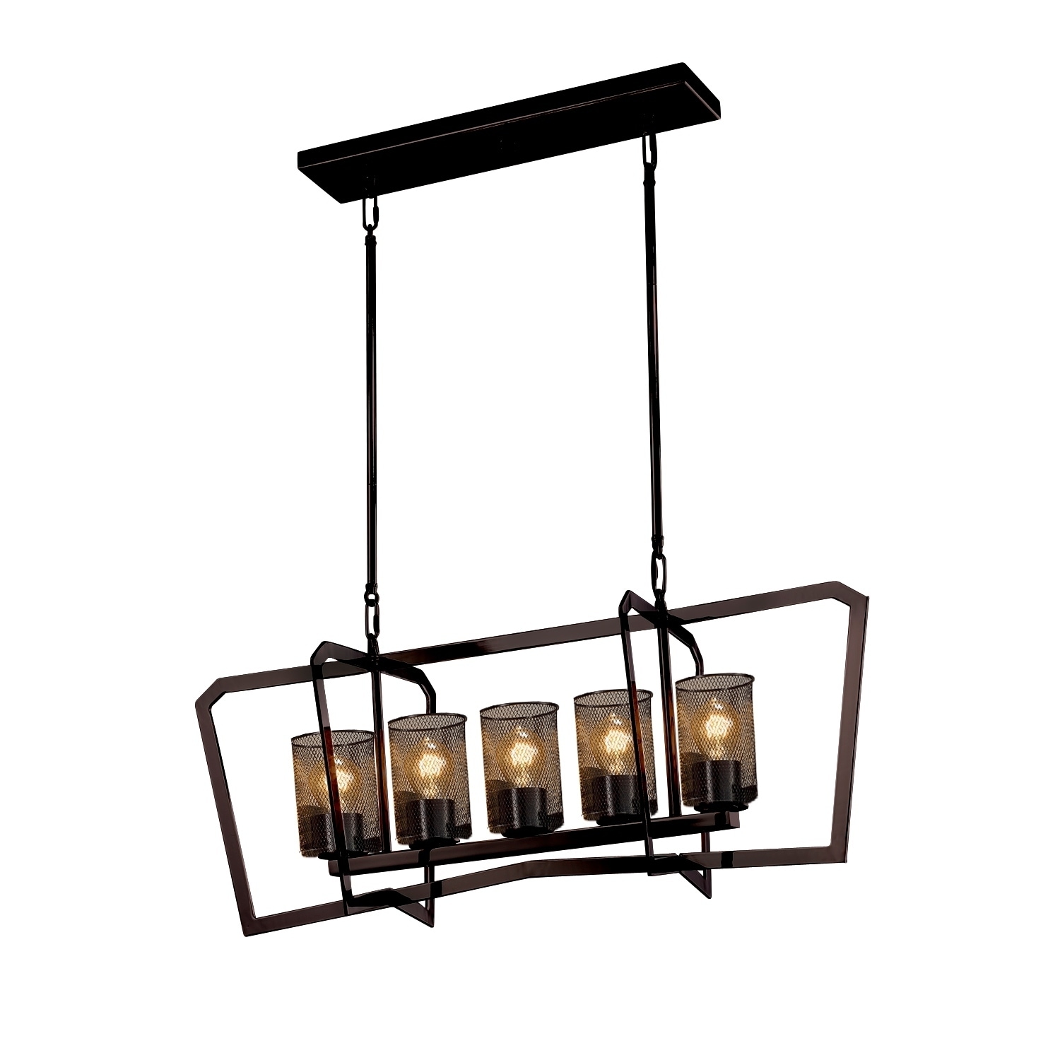 Justice Design Group Wire Mesh Aria 5-light Dark Bronze Chandelier, Cylinder - Flat Rim Shade - Chandeliers For Bedrooms by Overstock.com