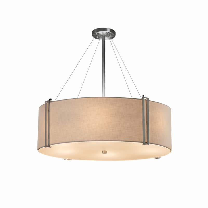 Justice Design Group Textile Reveal 36-inch Brushed Nickel Pendant, Cream Shade