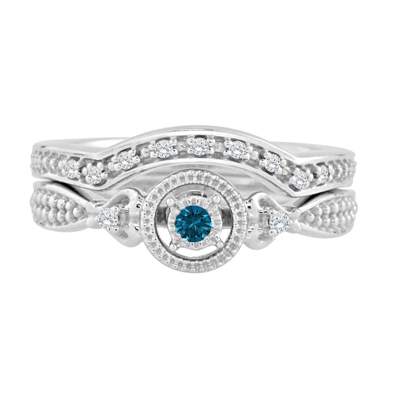 Auriya Round 1/4ctw Blue Diamond Engagement Ring Set 14k Gold