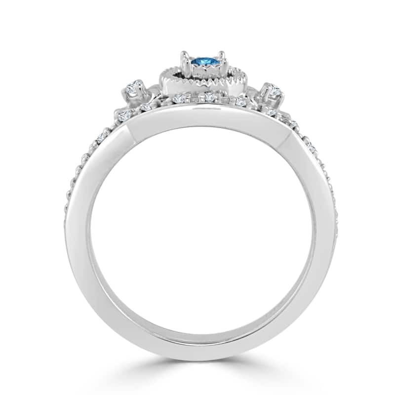 Auriya Round 1/4ctw Blue Diamond Engagement Ring Set 14k Gold