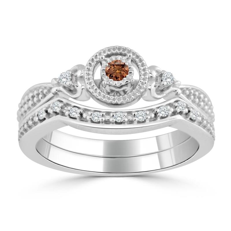 14k Gold 1/4ct TDW Brown Diamond Engagement Ring Set by Auriya