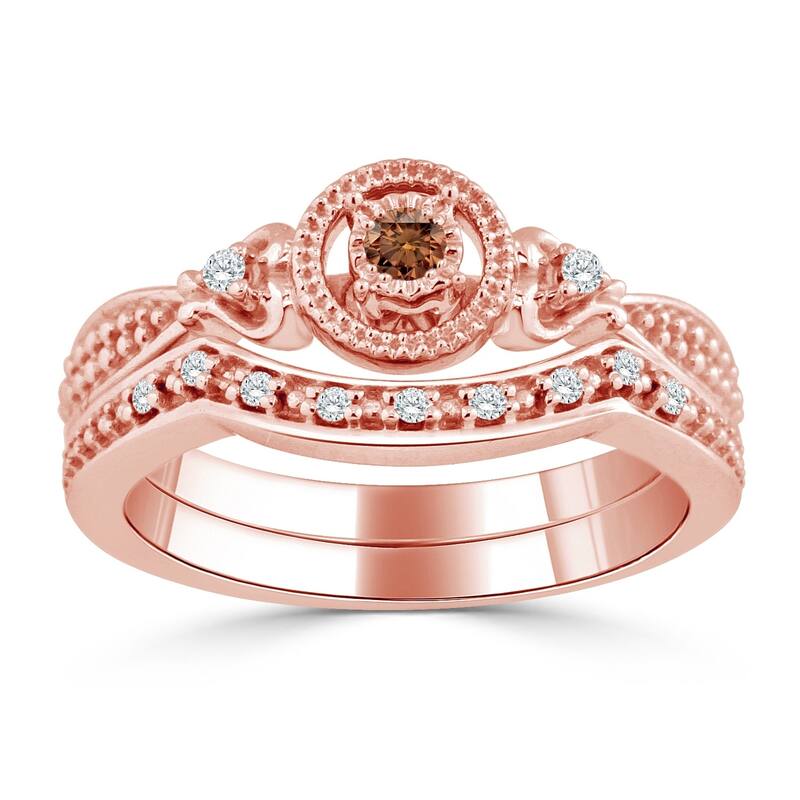 14k Gold 1/4ct TDW Brown Diamond Engagement Ring Set by Auriya