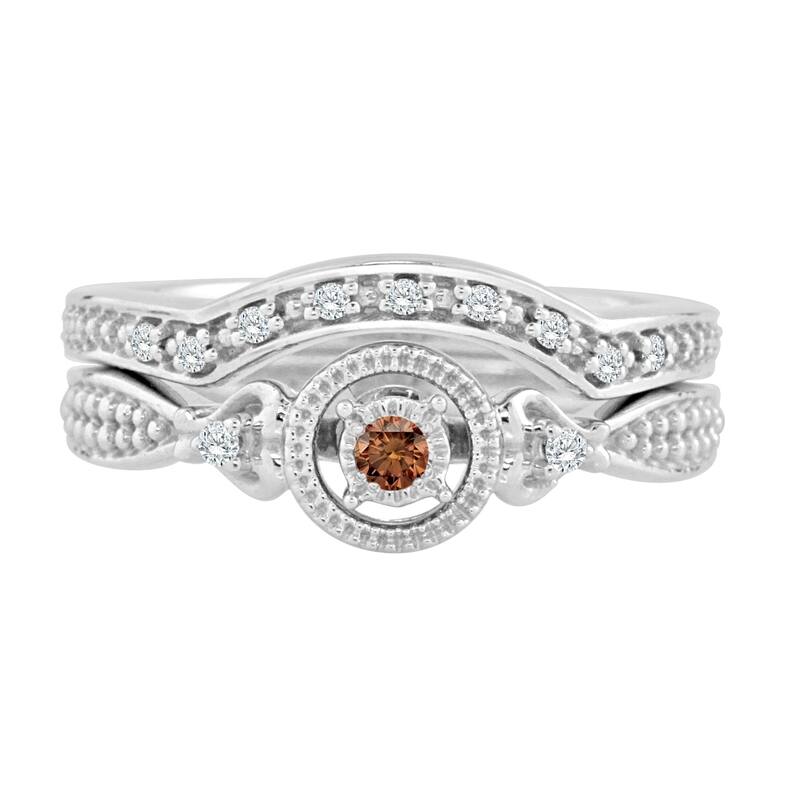14k Gold 1/4ct TDW Brown Diamond Engagement Ring Set by Auriya