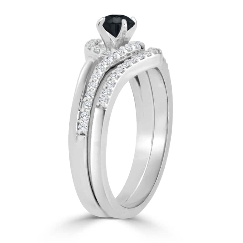 Auriya 1/2ctw Black Diamond Engagement Ring Set 14k Gold