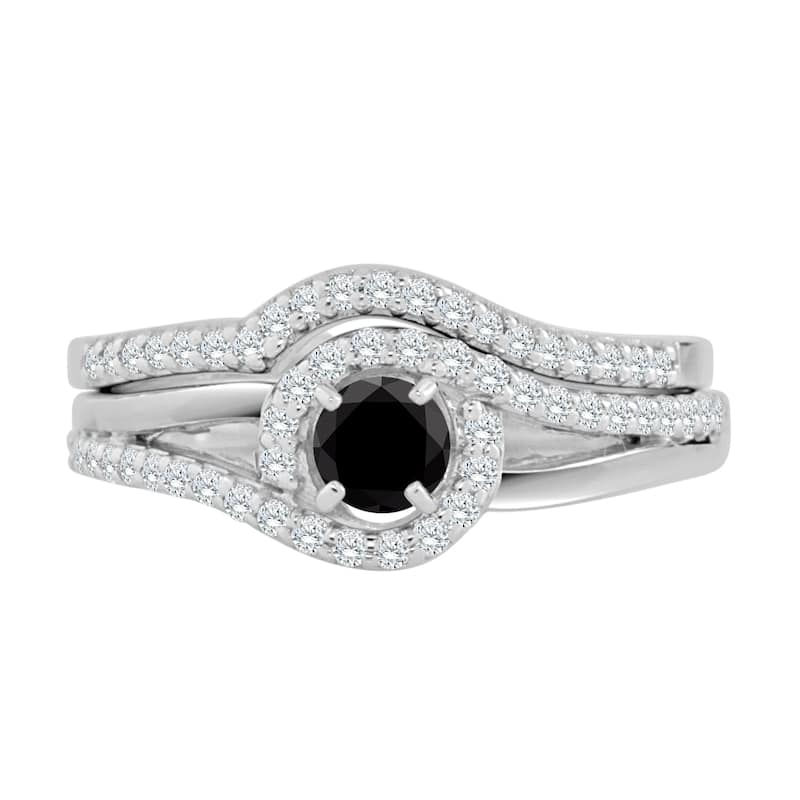 Auriya 1/2ctw Black Diamond Engagement Ring Set 14k Gold