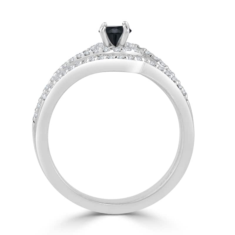 Auriya 1/2ctw Black Diamond Engagement Ring Set 14k Gold