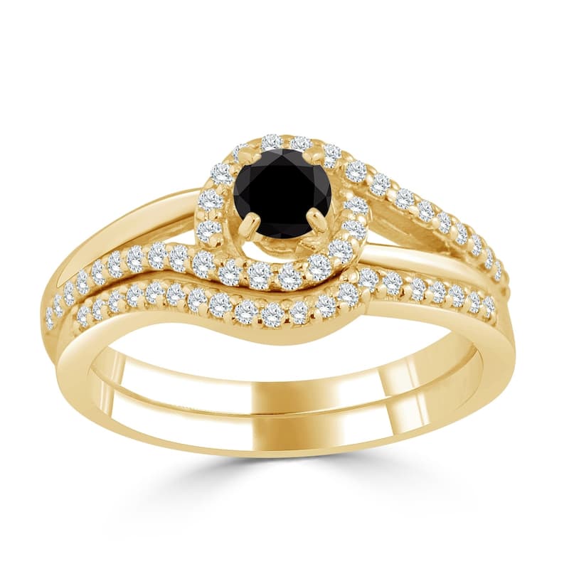 Auriya 1/2ctw Black Diamond Engagement Ring Set 14k Gold