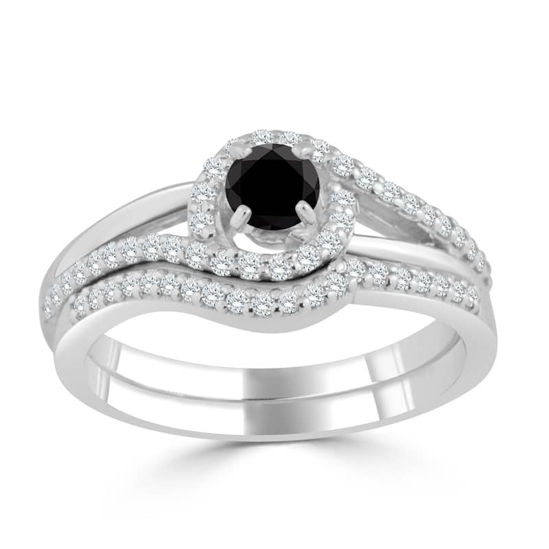 Auriya 1/2ctw Black Diamond Engagement Ring Set 14k Gold