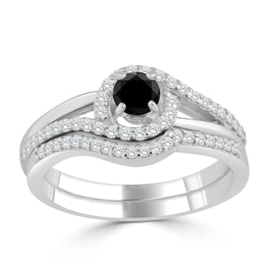 Auriya 1/2ctw Black Diamond Engagement Ring Set 14k Gold