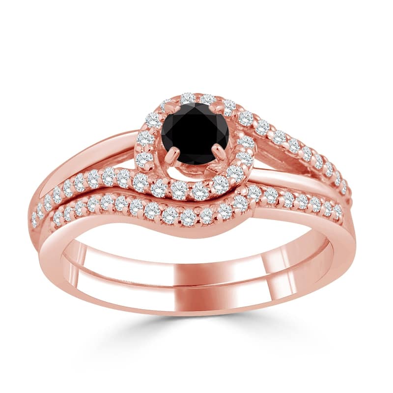 Auriya 1/2ctw Black Diamond Engagement Ring Set 14k Gold