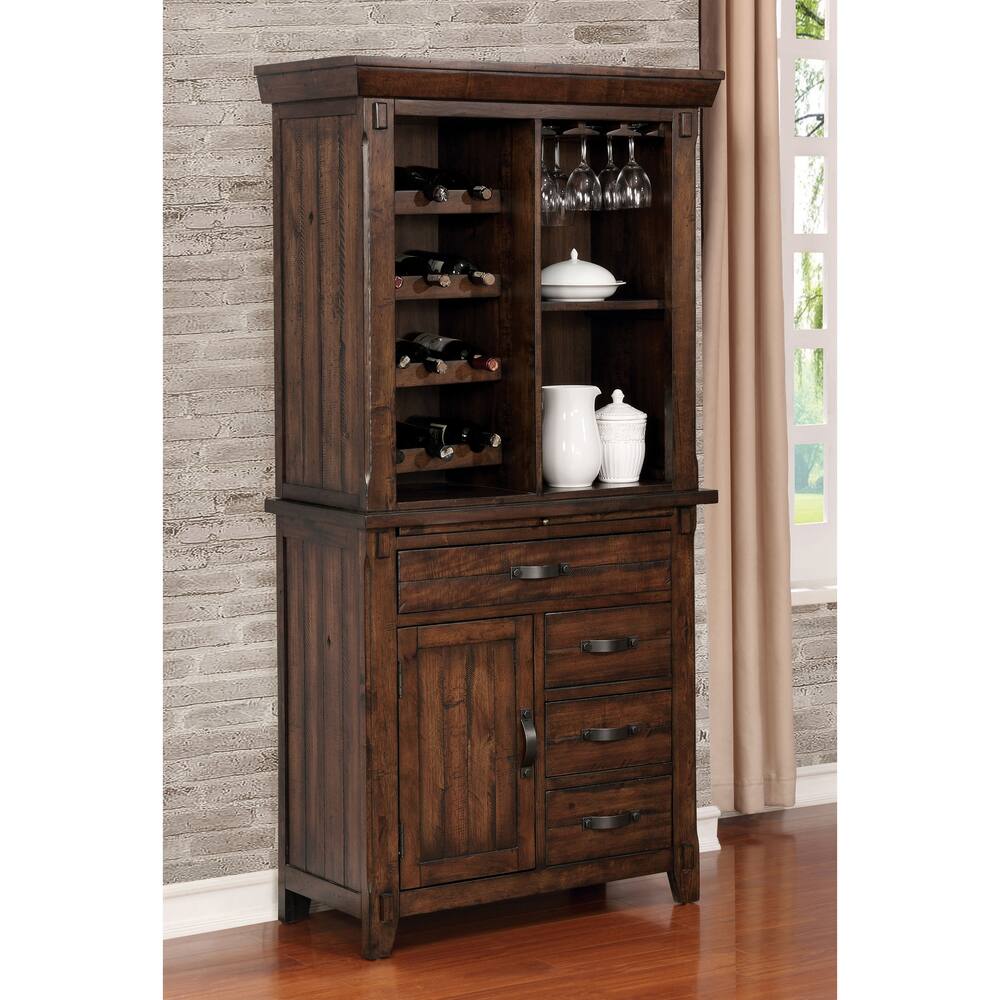 Furniture of America Fete Transitional Cherry Solid Wood Wine Cabinet