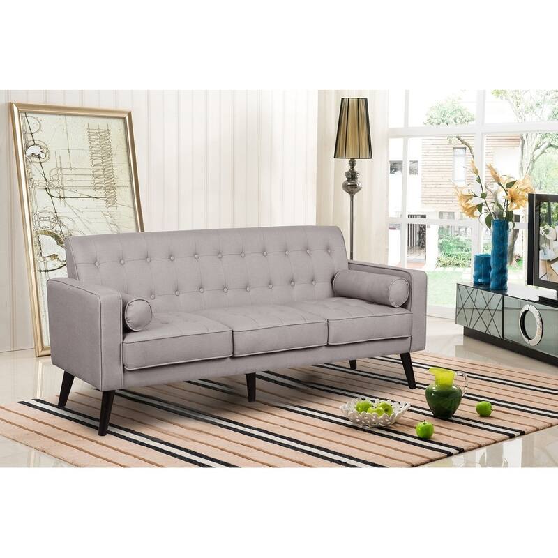 Donna Mid-Century Style Fabric Sofa - Brown
