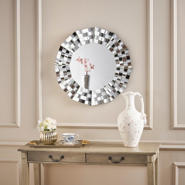 Dalton Geometric Wall Mirror by Christopher Knight Home - Silver