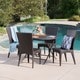 preview thumbnail 1 of 4, Avery Outdoor 5-Piece Round Foldable Wicker Dining Set with Umbrella Hole by Christopher Knight Home