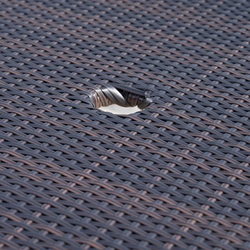 Kyler Outdoor 5-Piece Round Foldable Wicker Dining Set with Umbrella Hole by Christopher Knight Home