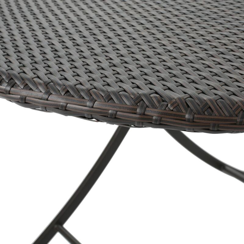 Kyler Outdoor 5-Piece Round Foldable Wicker Dining Set with Umbrella Hole by Christopher Knight Home