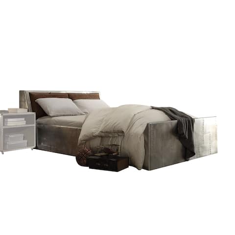 Acme Furniture Brancaster Storage Queen Bed, Retro Brown Top Grain Leather and Aluminum