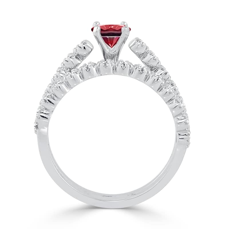 Auriya Round 3/8ct Red Ruby and 1/8 TDW Diamond Engagement Ring Set 14k Gold