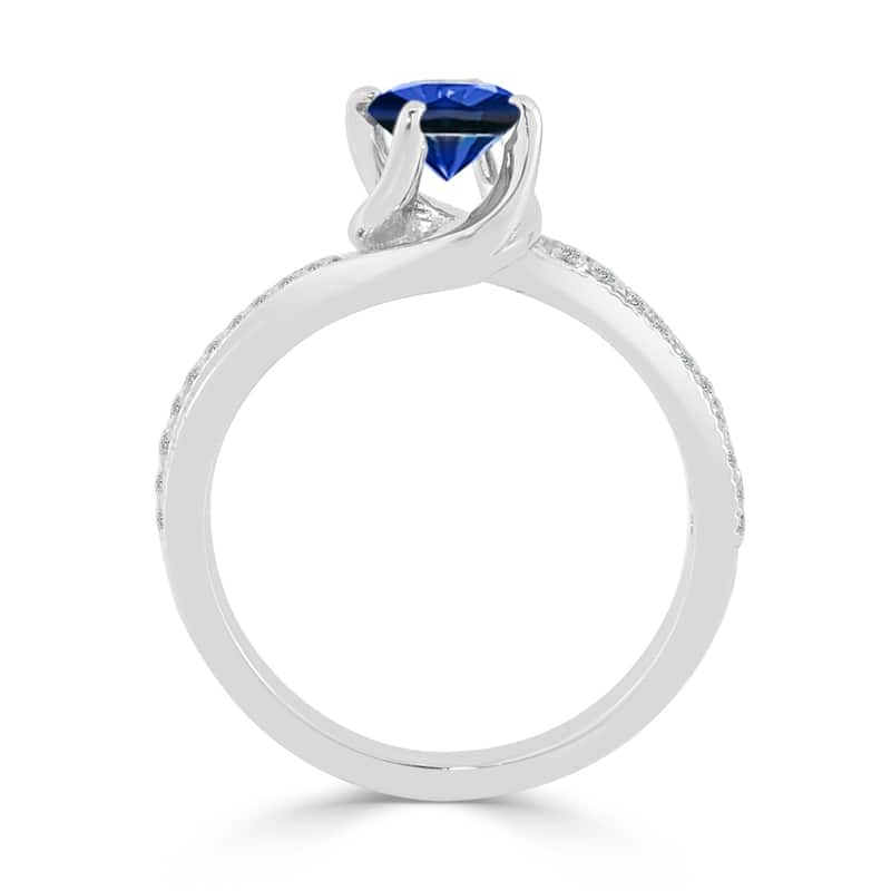 Auriya 5/8ct Blue Sapphire and 1/5 TDW Diamond Engagement Ring 14K Gold