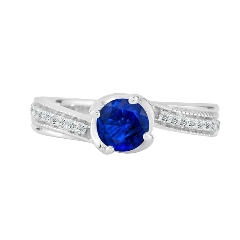 Auriya 5/8ct Blue Sapphire and 1/5 TDW Diamond Engagement Ring 14K Gold