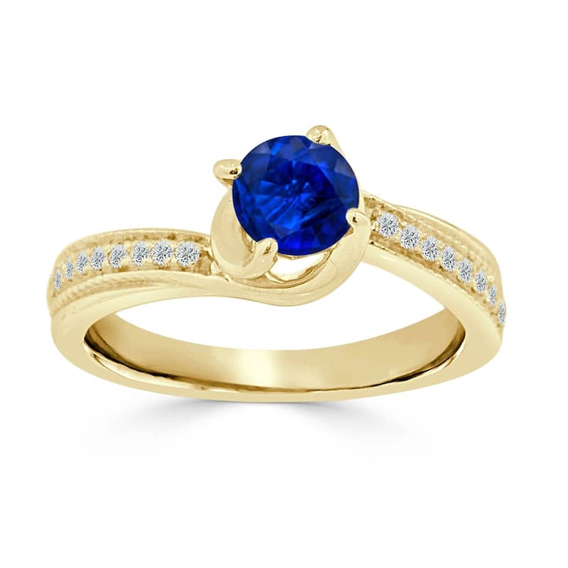 Auriya 5/8ct Blue Sapphire and 1/5 TDW Diamond Engagement Ring 14K Gold