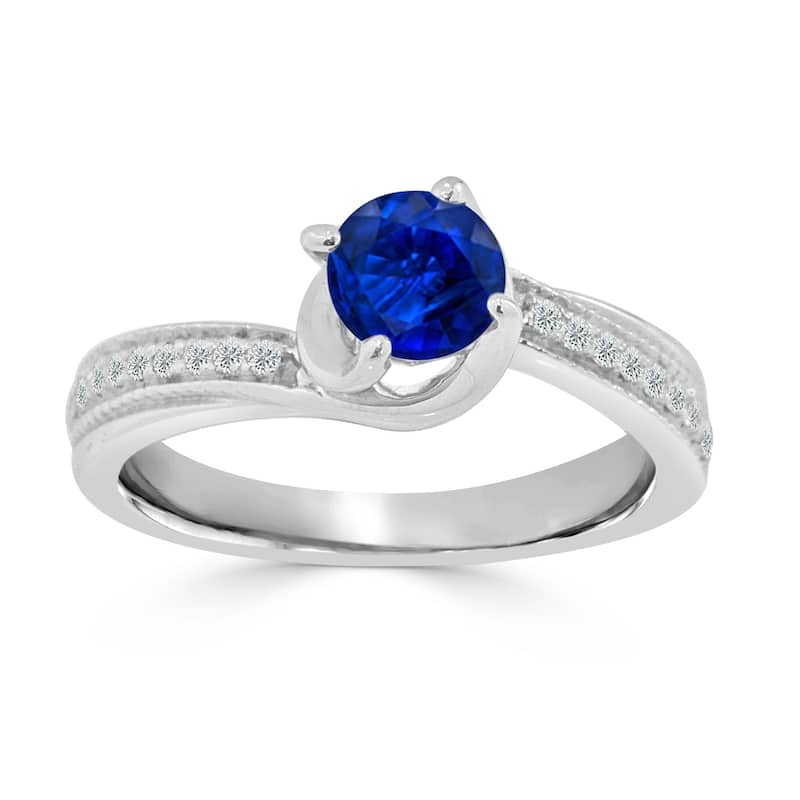 Auriya 5/8ct Blue Sapphire and 1/5 TDW Diamond Engagement Ring 14K Gold