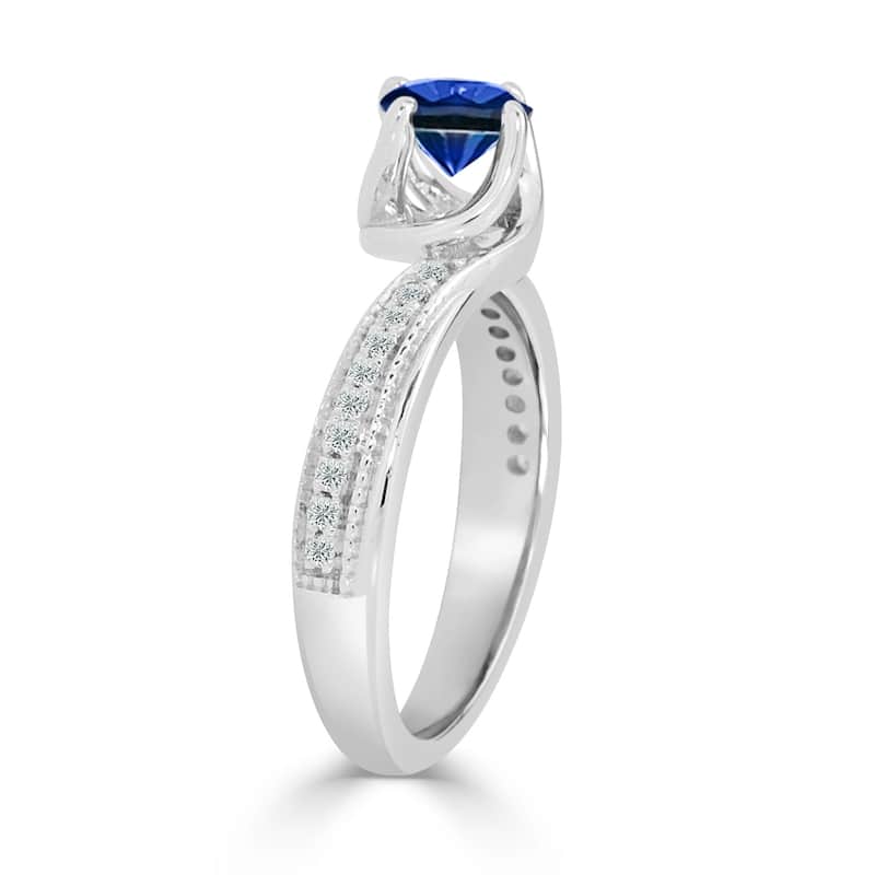Auriya 5/8ct Blue Sapphire and 1/5 TDW Diamond Engagement Ring 14K Gold