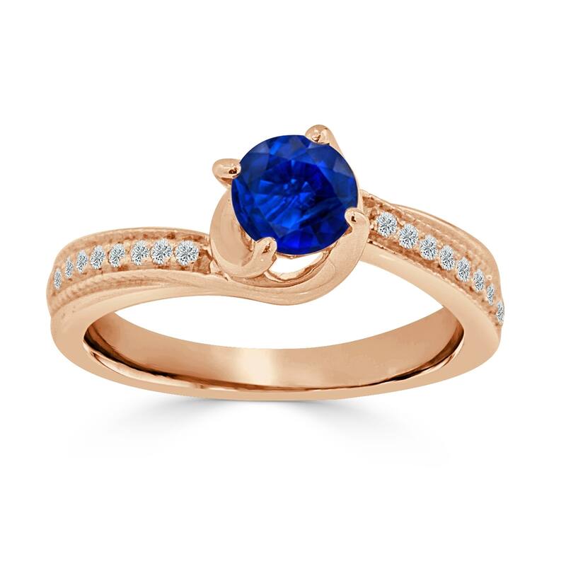 Auriya 5/8ct Blue Sapphire and 1/5 TDW Diamond Engagement Ring 14K Gold