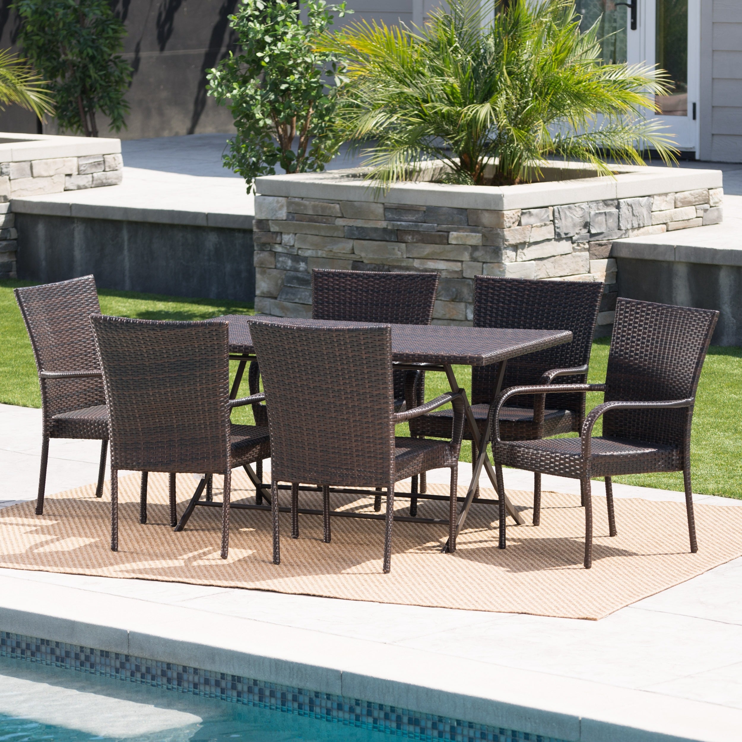 patio table with umbrella hole and chairs