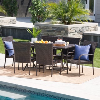 Neva Outdoor 7-Piece Wicker Dining Set by Christopher Knight Home