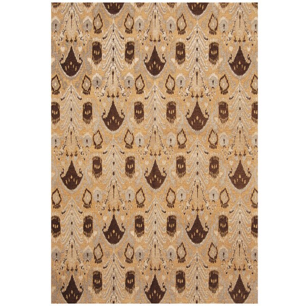 Handmade Chenille Flatweave Ikat Rug (India) - 5' x 8'