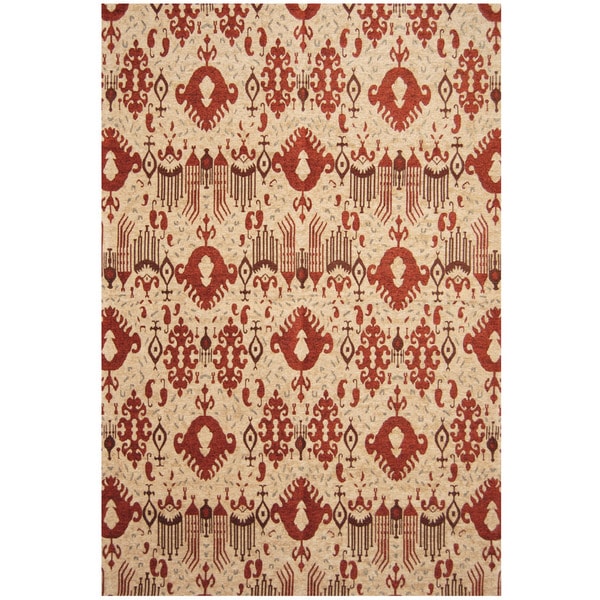 Handmade Chenille Flatweave Ikat Rug (India) - 6'6" x 9'6"