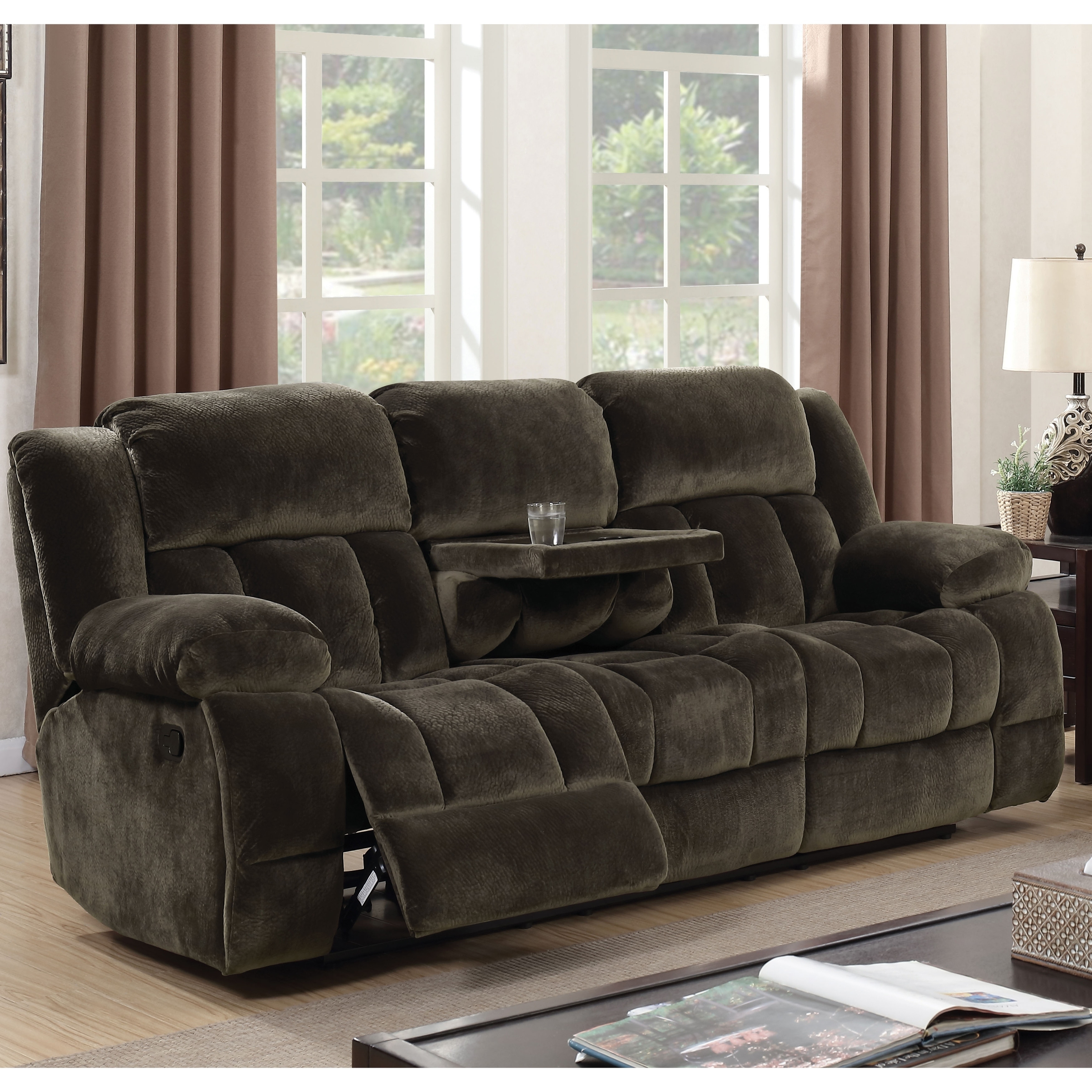 Furniture of America Ric Traditional Brown Fabric Reclining Sofa -  Overstock - 17662976