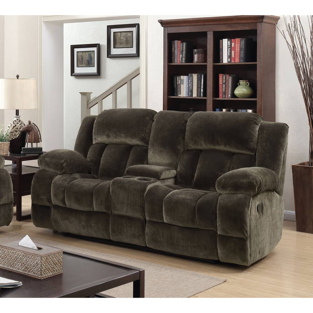 Ric Contemporary Brown Fabric Reclining Loveseat by Furniture of America